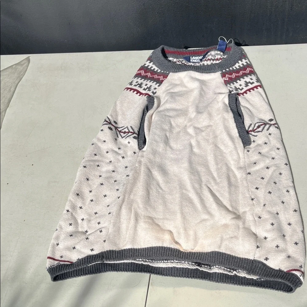 Lands' End Black and Cream Holiday Sweater XL Dog  NWT